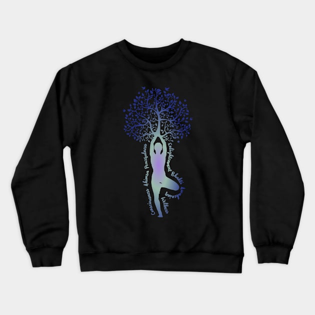 Tree Pose Inspiring Yoga Words Crewneck Sweatshirt by RongWay